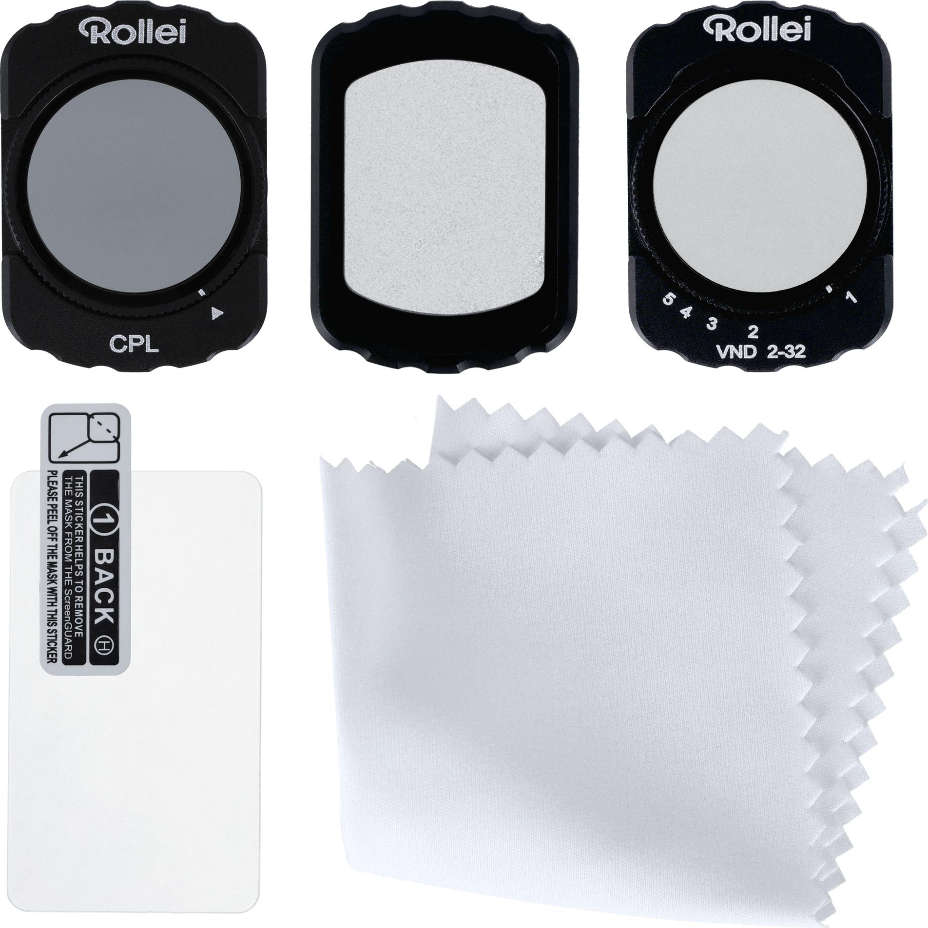 Rollei DJI Osmo Pocket 3 Cinema Filter Set 3-in-1, Accessori action cam, Nero, Trasparente, Grigio