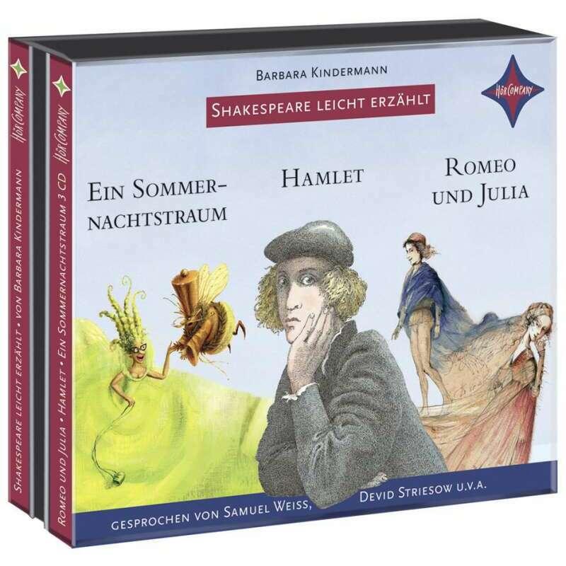 Shakespeare leicht erzählt: Romeo und Julia, Hamlet, Ein Sommernachtstraum, Hörbücher von Devid Striesow, Jens Wawrczeck...
