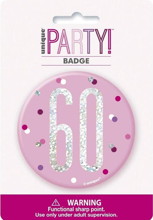 Actual product image Unique Party Number 60th Birthday Badge