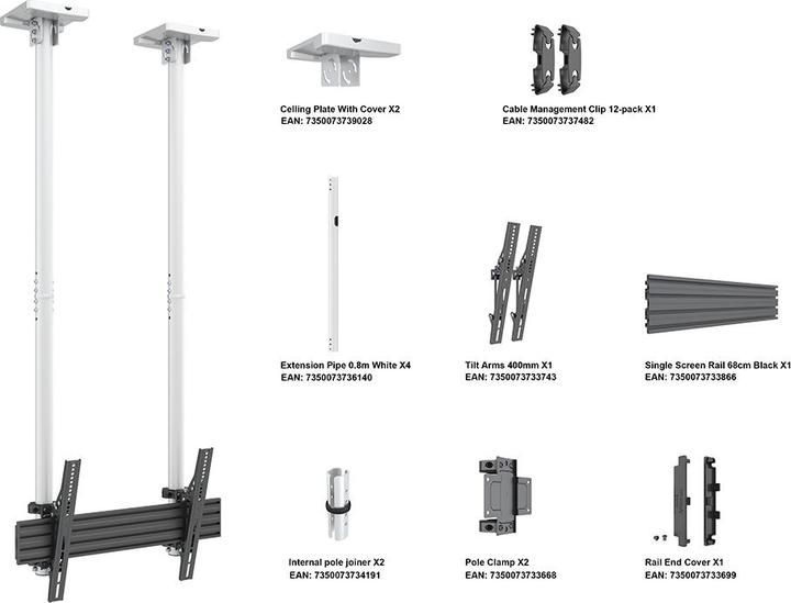 Actual product image Multibrackets Ceiling bracket, 40" - 100", white, max 120 kg