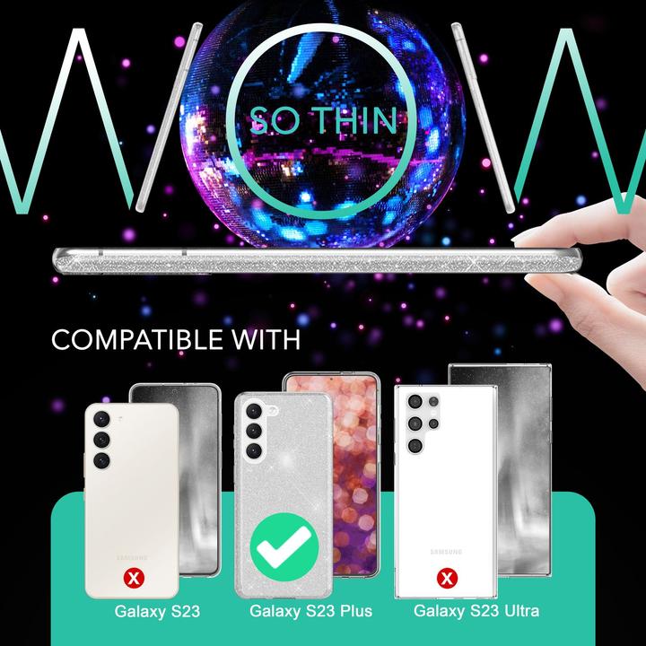 Image du produit Nalia Housse en silicone scintillante avec 2x protections d'écran (Samsung Galaxy S23+)