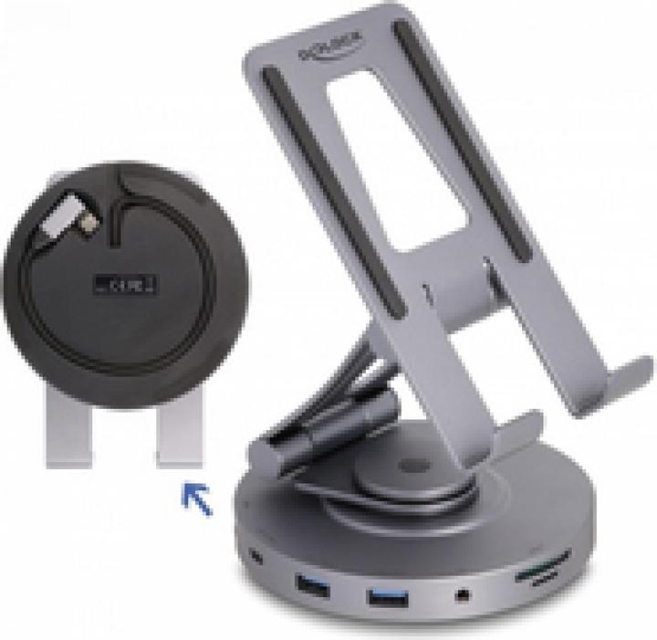 Delock Docking station per tablet e notebook 4K con supporto integrato - HDMI / USB / Hub / SD / Mi (USB-C, 2 Porti)