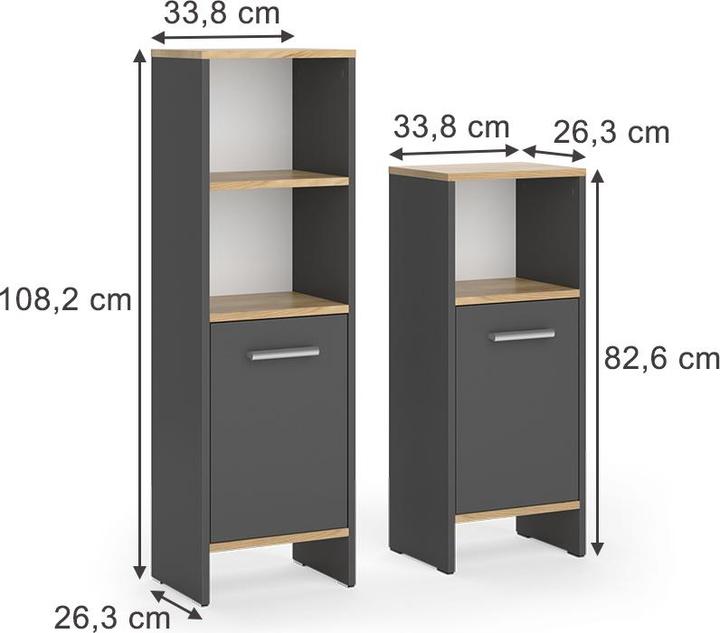 Produktbild Vicco Badmöbel-Set Karli, Anthrazit/Goldkraft Eiche, 2 Teile