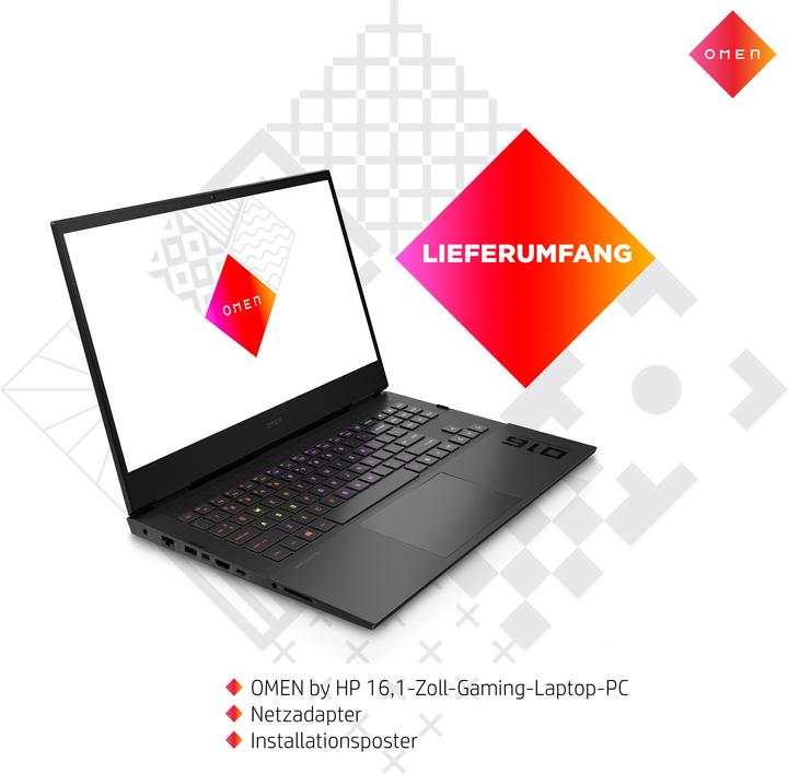 Produktbild HP Omen (16.10", 512 GB, 16 GB, DE, Intel Core i7-11800H)