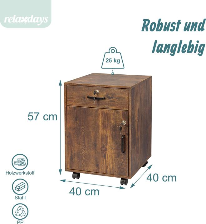 Immagine prodotto Relaxdays cassettiera mobile (40 x 40 x 57 cm)