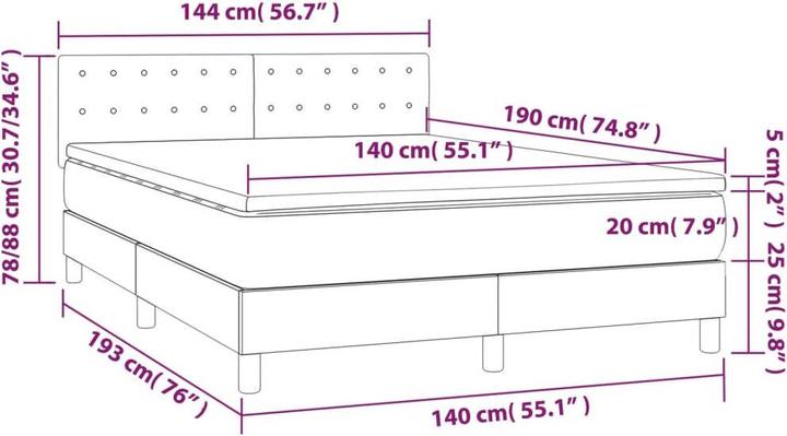 Produktbild vidaXL Boxspringbett (140 x 190 cm)