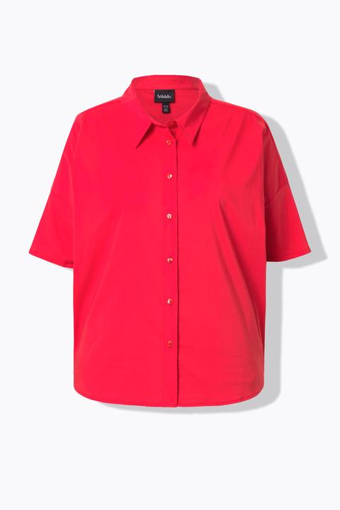 Actual product image Ulla Popken Oversized Short Sleeve Poplin Blouse (54)