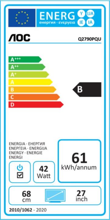 Energie-Label AOC Q2790pqu/Bt (2560 x 1440 Pixel, 27")
