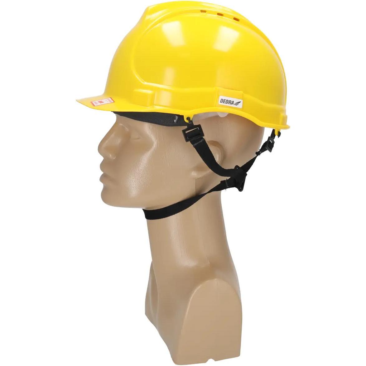 Dedra, Kopfschutz, Schutzhelm, gelb, 4-Punkt-Kinnriemen