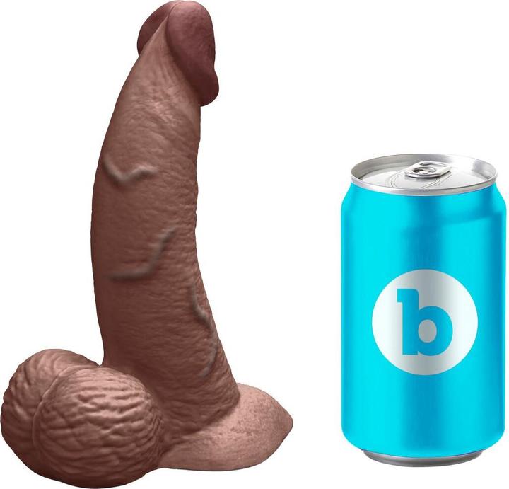 Actual product image Earthly Body Slipskin Realistic Silicone Dildo 6.5 Inch Curved Brown