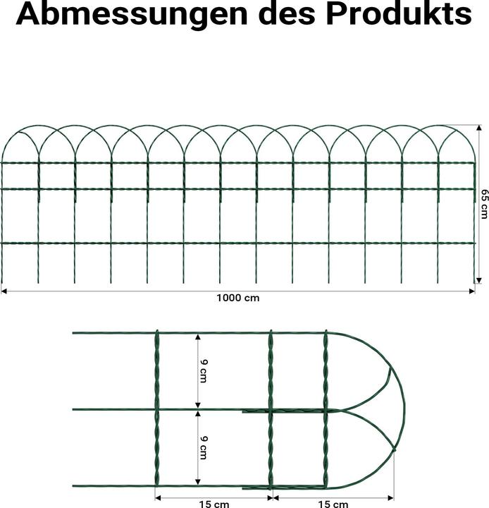 Produktbild Wiltec Gartenzaun 0,65x10m Maschendrahtzaun Stahl PVC-beschichtet Drahtzaun