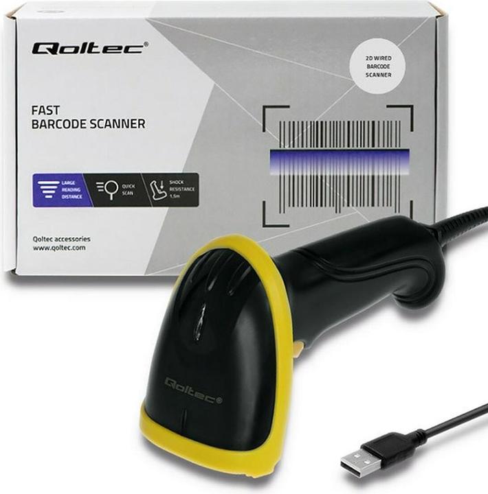 Produktbild Qoltec 50867 Barcode scanner 1D 2D USB Black (1D-Barcodes, 2D-Barcodes)