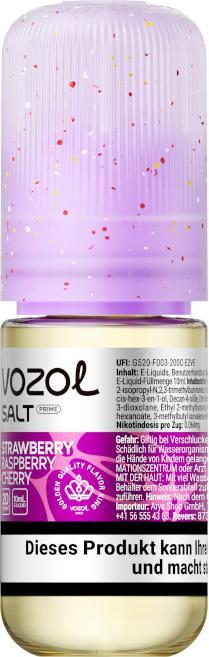 Image du produit Vozol Liquid Salt 10ml | 20mg/ml - Strawberry Raspberry Cherry (Cerise, Fraise, Framboise)