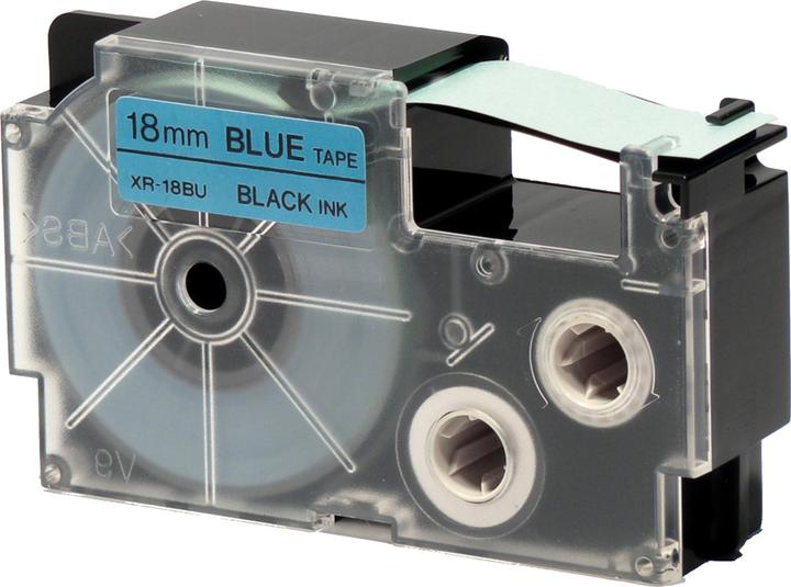 Actual product image Casio XR-18BU1 18mm black on blue, 8 metres (1.80 cm, Black, Blue)