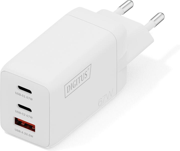 Digitus USB GaN Charger 67W, 2x USB-C, 1x USB-A (67 W, 3 ports)