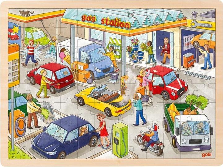 Goki Einlegepuzzle Tankstelle 96 Teile (96 Teile)