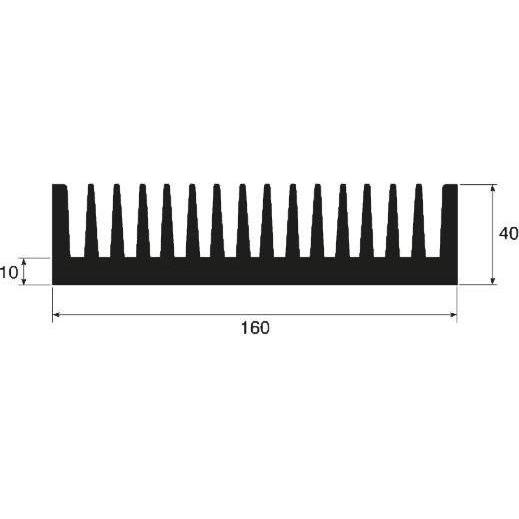 Rs Pro, Zubehör Elektroinstallation, Kühlkörper für Universelle rechteckige Alu 0.65K/W, 150mm x 160mm x 40mm