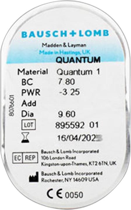Image du produit Quantum 1 (-5, Lentilles de contact annuelles, 1 pcs, Sphérique)