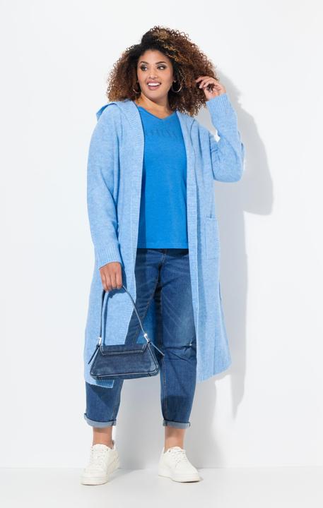 Actual product image Ulla Popken Extra Long Hooded Open Shape Cardigan (42, 44)