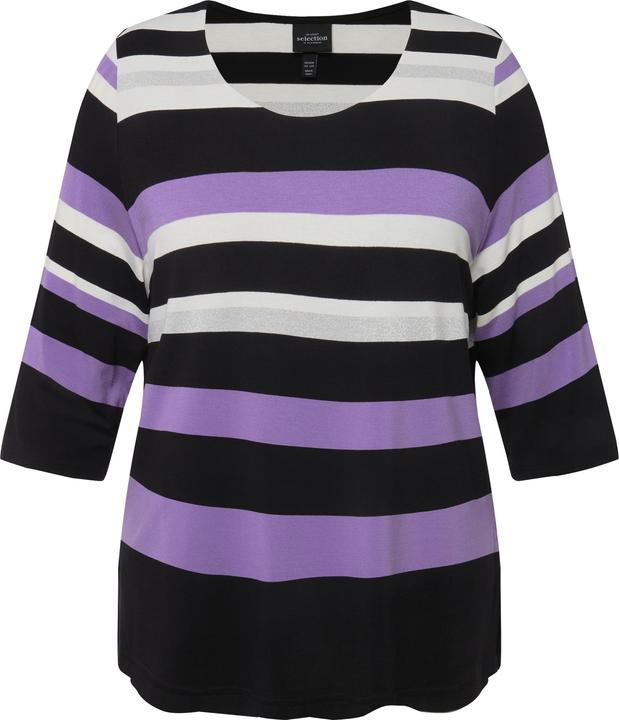 Actual product image Ulla Popken Striped Stretch-Fit 3/4 Sleeve Tee (42, 44)