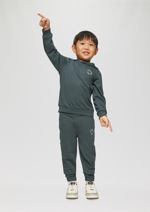 Actual product image S.Oliver Sweatshirt Unisex Kapuzen-Sweatshirt mit Rippbündchen und kleinem Print-Detail (104, 110)
