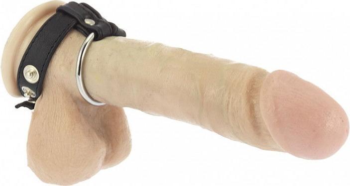 Rimba Erotic Fashion ra7426.40 Penisriemen mit Ringen Schwarzes Leder 40mm Metall (4 cm)