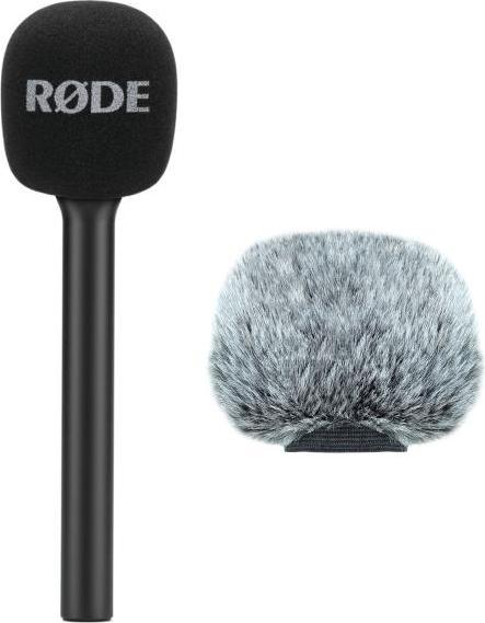 Actual product image RØDE Interview GO hand adapter with WSBK skin windscreen