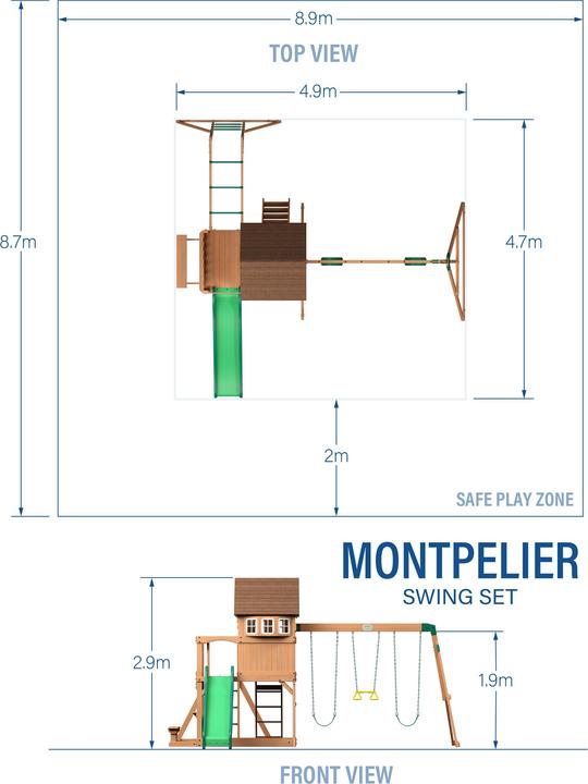 Actual product image Backyard Discovery Montpelier Play Tower with Swings, Slide and Climbing Frame