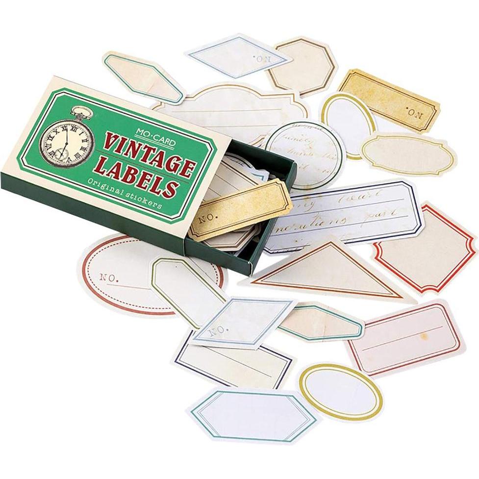 JTI, Etiketten, 60x Aufkleber-Etiketten in Box, Vintage - Nr. 4
