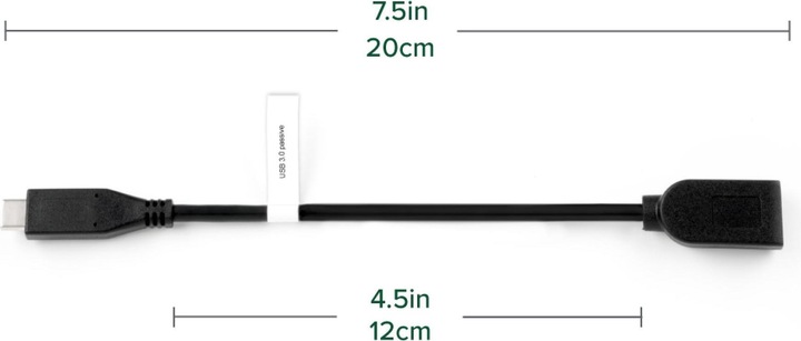 Actual product image Plugable USB C to USC Adapter Cable (0.20 m, USB 3.2 Gen 1)