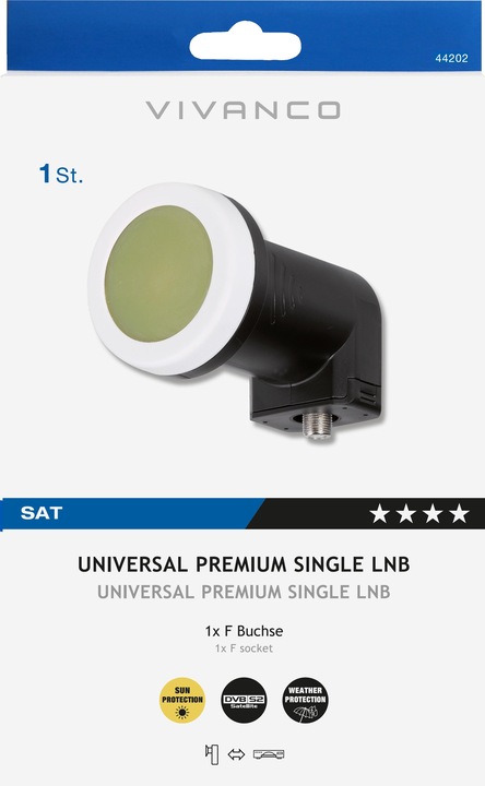 Actual product image Vivanco Universal Premium Single LNB, digital HDTV reception, incl. sunshield cap (Single LNB)
