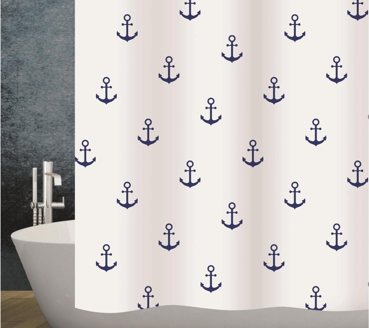 Actual product image Diaqua Shower curtain Anchor 180 x 200 cm, white / blue (180 x 200 cm)
