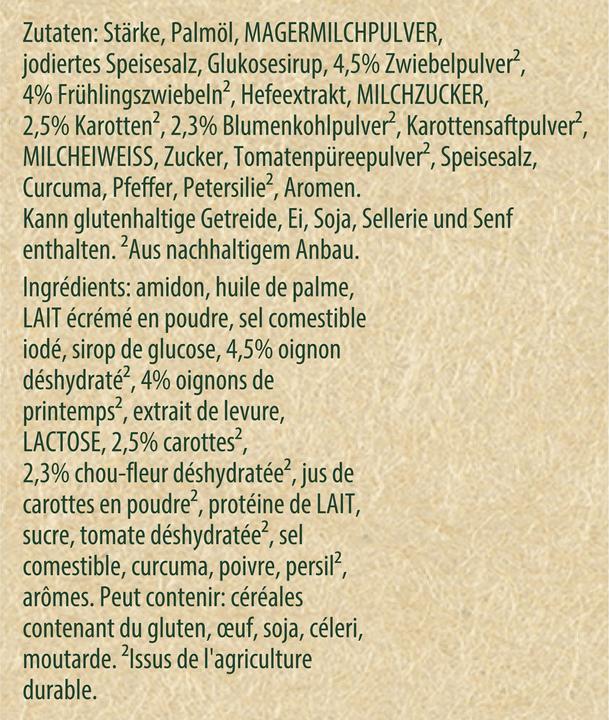 Nutritional values and ingredients Knorr Quick Soup