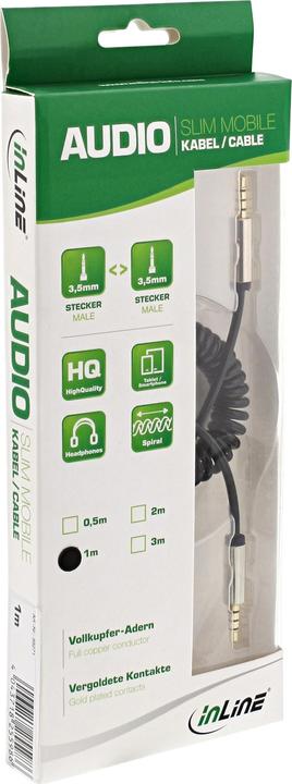 Immagine prodotto InLine Cavo a spirale audio sottile Jack 3 (1 m, Connettore da 3,5 mm (AUX))