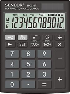 Sencor calculator SEC 332 T calculator, black, desktop, 12 seats, dual power supply