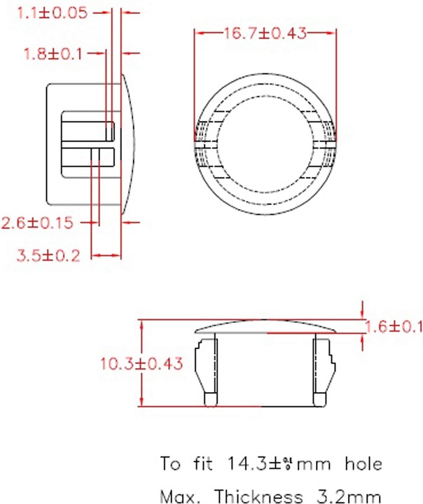 Nährwerte und Zutaten KSS Lochabdeckung Polyamid 6.6, schwarz, für Loch 14,3, Abdeckung-Ø 16,7, 1 Stück