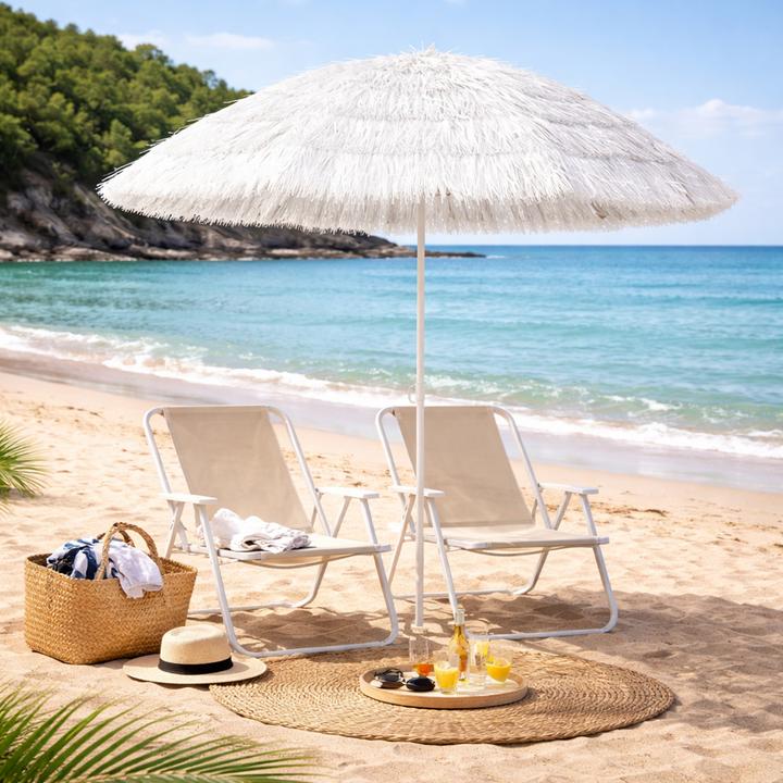 Actual product image Mojawo Hawaii parasol Garden parasol Beach umbrella round Ø1.6m White