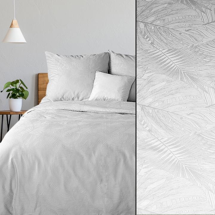 Produktbild Eurofirany Bettwäsche 160x200 cm Baumwoll weisse Farbe mit Jacquard Muster Damast dekoriert (Bettwäsche Set, 160 x 200 cm)