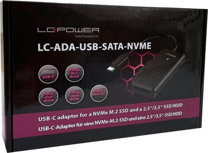 Image du produit LC-Power Adapter USB-C f.1xNVMe-M.2,SSD&1x2,5"/3,5"/HDD (16.50 cm, SATA)