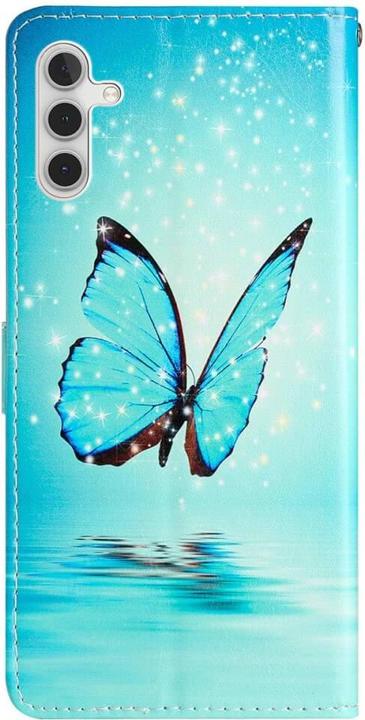 Produktbild Cover-Discount Galaxy A25 5G - Leder Etui Hülle Schmetterling blau (Samsung Galaxy A25 5G)