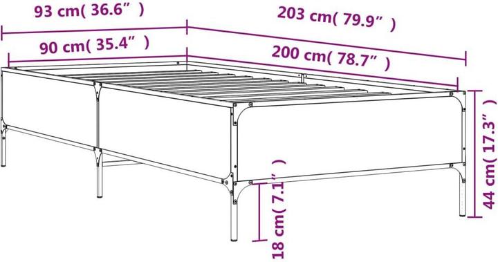 Actual product image vidaXL Bettgestell (90 x 200 cm)