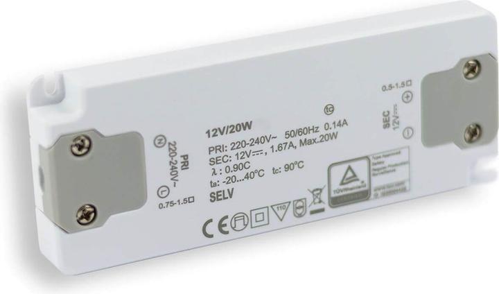 Isoled LED Trafo 12V/DC, 0-20W, ultraslim