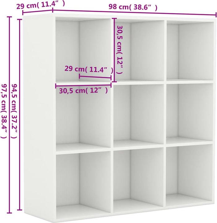 Produktbild vidaXL Bücherregal (30 x 98 x 97.50 cm)