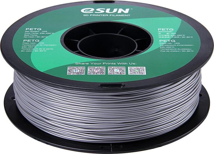 Actual product image eSUN PETG 1.75mm Solid Silver 1kg 3D Filament (PETG, 1.75 mm, 1000 g, Silver)