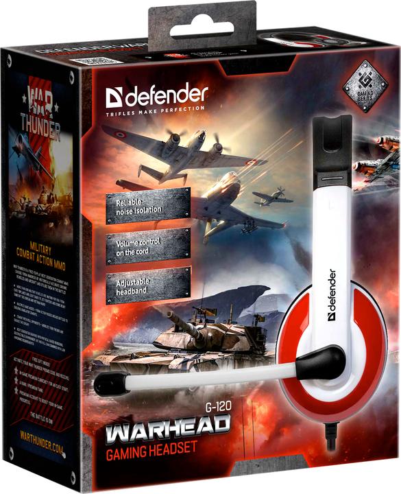 Actual product image Defender Warhead G-120 Headset Wired Head-band Gaming Black, Red, White (Cable)