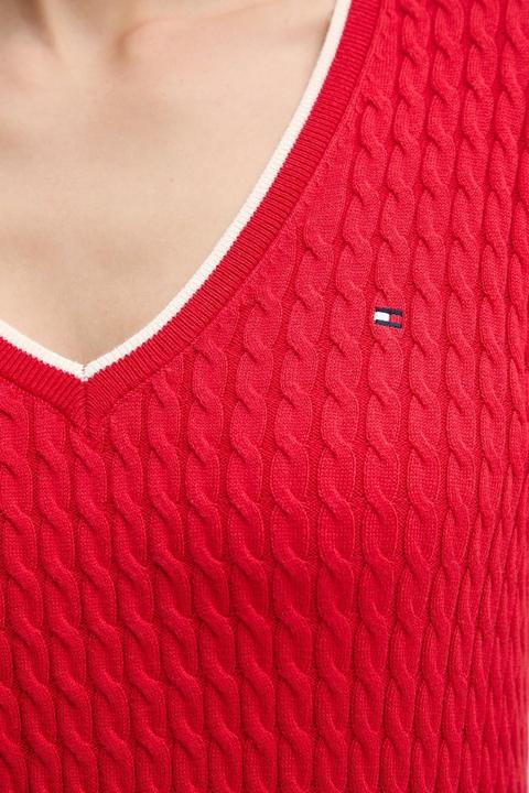 Produktbild Tommy Hilfiger Kabelfein GG V-Ausschnitt Langarmpullover (S)