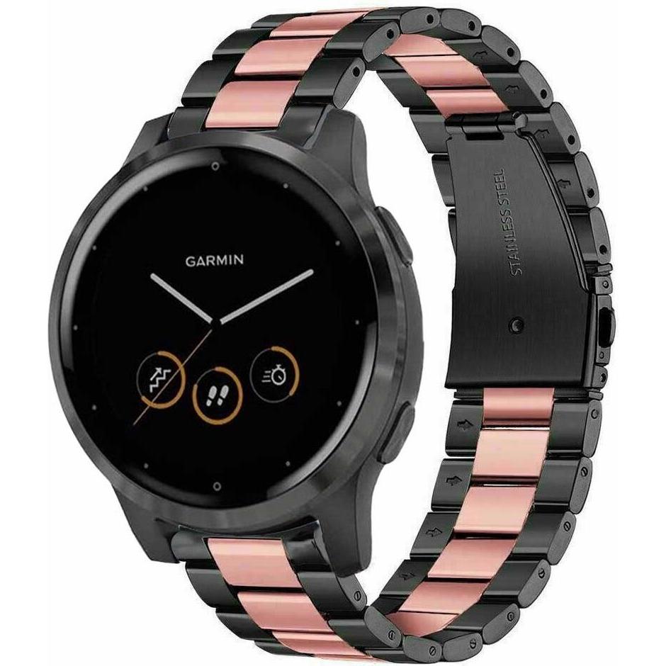 Strap-it Stahlarmband (18 mm, Edelstahl, vivoactive 4S), Uhrenarmband, Schwarz, Rosa