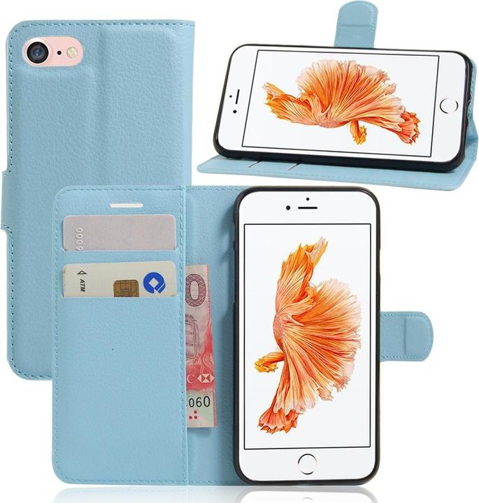 Image du produit Cover-Discount iPhone 8 / 7 - étui en cuir Etui cartes compartiments bleu clair (Apple iPhone 7, Apple iPhone 8)
