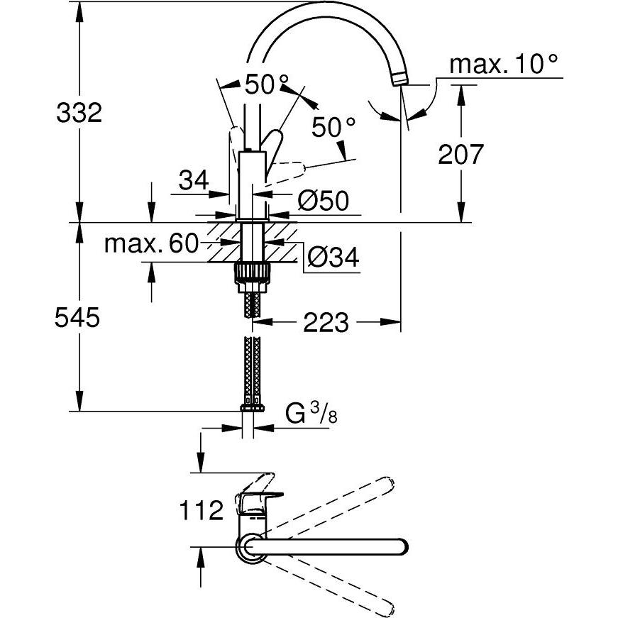 Thumbnail - Grohe, Küchenarmatur, Einhand-Spültischbatterie, 1/2"