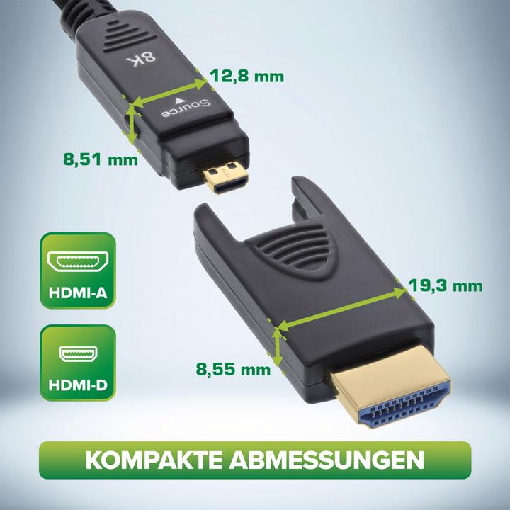 Produktbild InLine HDMI AOC Kabel, Ultra High Speed HDMI Kabel, 8K4K, schwarz, 10m (80 m, HDMI, 2.1)